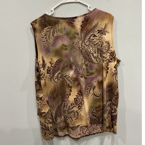 Vintage Dressbarn Womens Beaded Fairy Grunge Top Plus Size 2X Green Brown Sequin - Picture 5 of 9